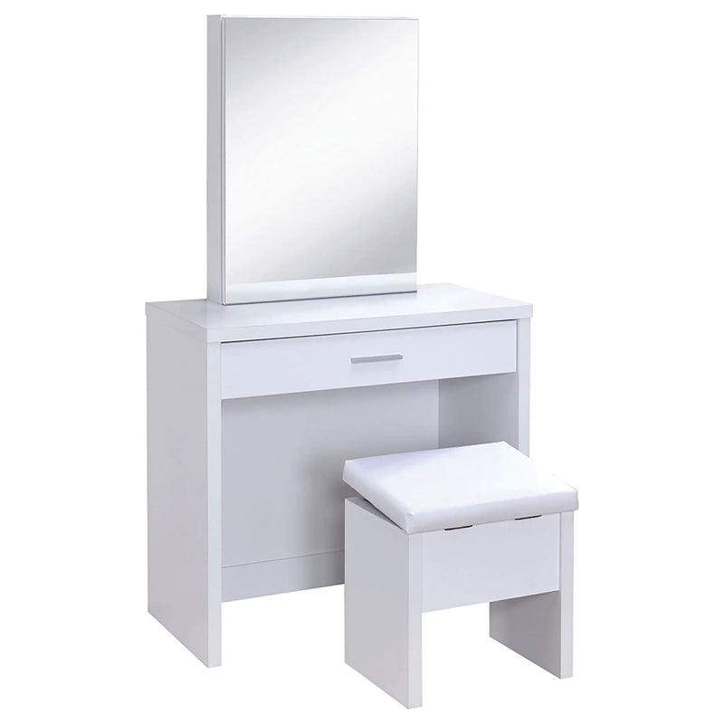 Harvey Vanity Set with Lift-Top Stool White by Unique Piece Furniture