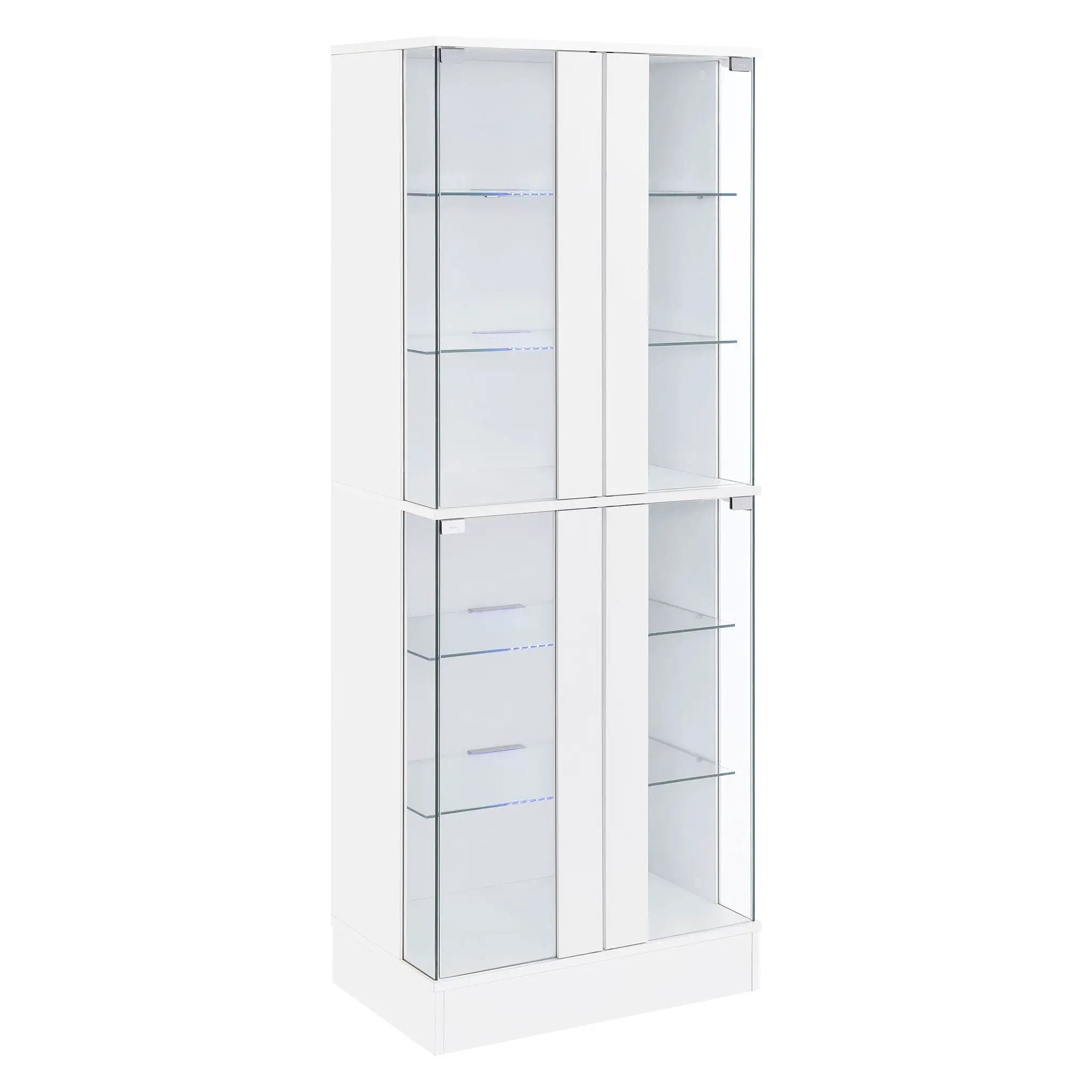 Cabra 4-door LED Curio Display Cabinet White High Gloss by Unique Piece Furniture
