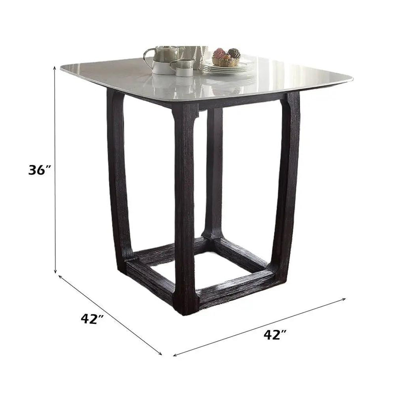 Razo - Counter Height Table With Marble Top - Marble Top & Weathered Espresso by Unique Piece Furniture