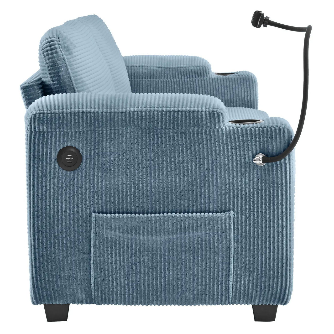 Sleeper Sofa Loveseat Sofa With Full Size Mattress, 2 USB Ports, 2 Cup Holders, 2 Side Pockets And Phone Holder by HouseOfZazla