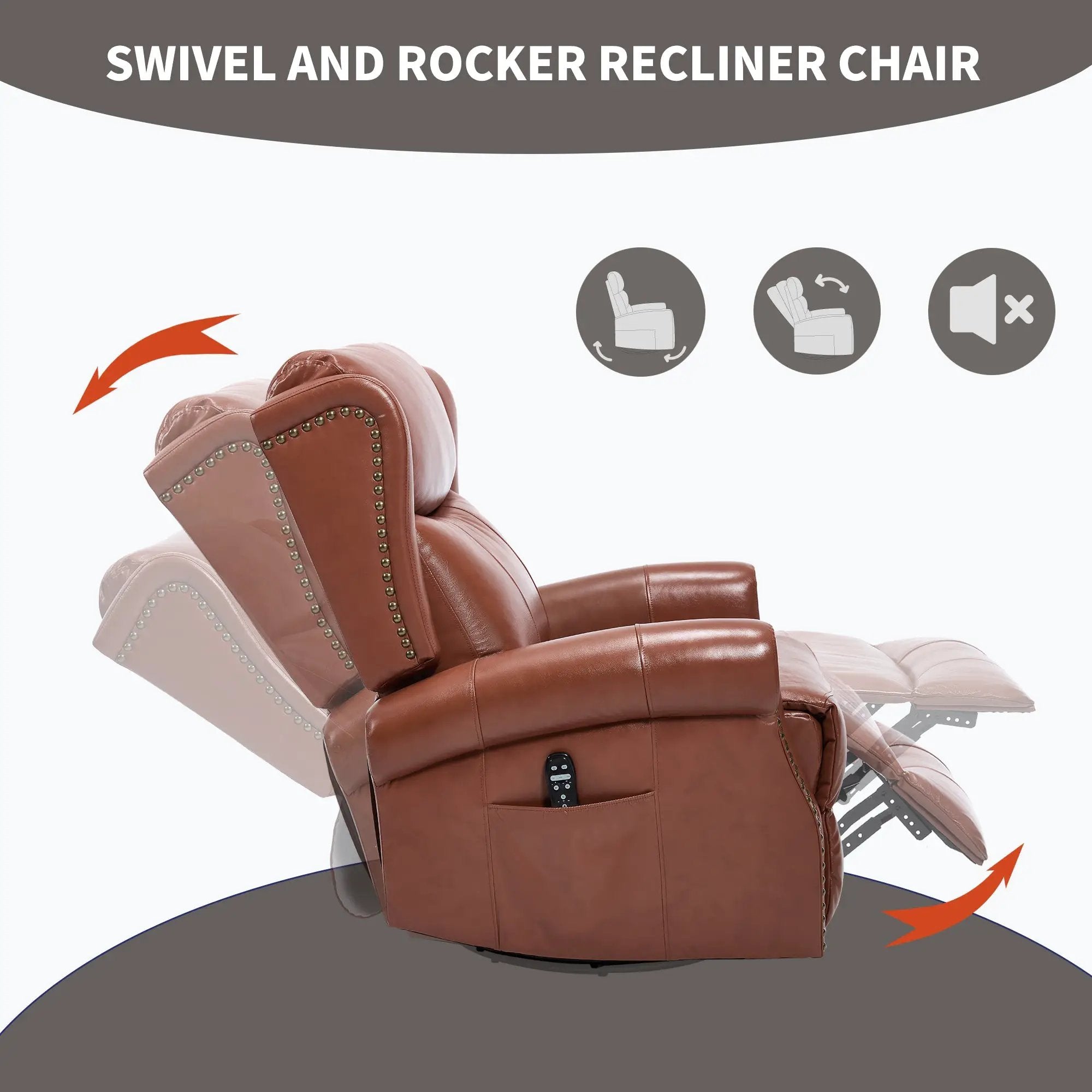 Heat Massage Manual Recliner Chair with Rocker and Swivel by HouseOfZazla