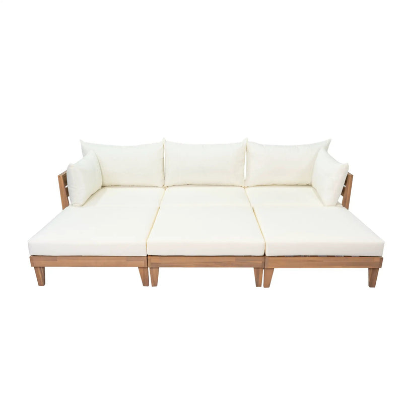 TOPMAX Outdoor Large Daybed Acacia Wood 6-Piece Patio Sofa Set by HouseOfZazla