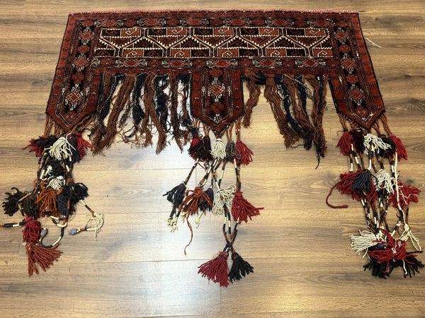 Antique Afghan Beshir Tent Header Textile Rug, Tribal Collectible, Wool, photo 2 of 13