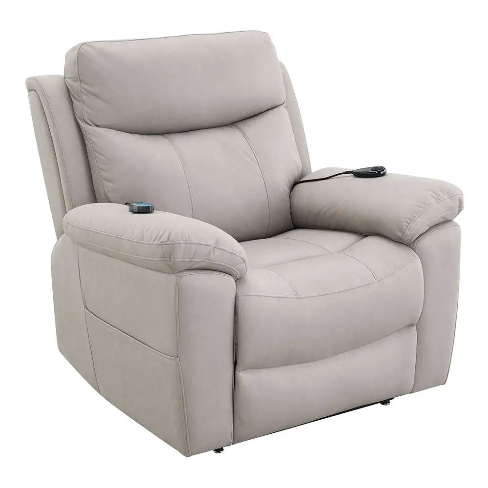 Chriki - Power Recliner With Lift & Heating & Massage - Beige Chenille & Black by Unique Piece Furniture