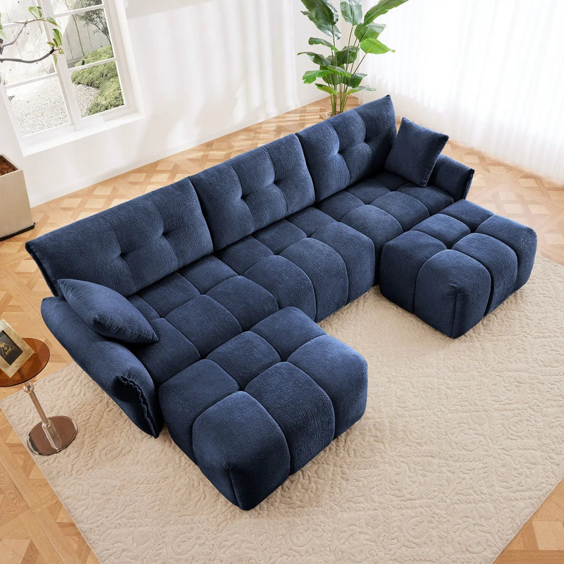 Sofa Set With Ottoman And Pillows, Textured, High Resilience Cushions by HouseOfZazla