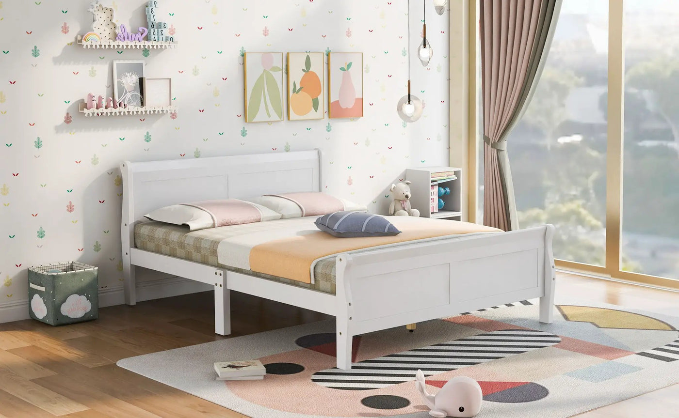 Platform Bed Frame Mattress Foundation Sleigh Bed With Headboard / Footboard / Wood Slat Suppor by Unique Piece Furniture