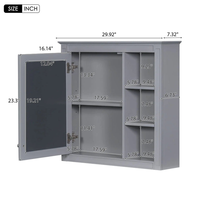 Wall Mounted Medicine Cabinet With Mirror And 3 Open Shelves by Unique Piece Furniture