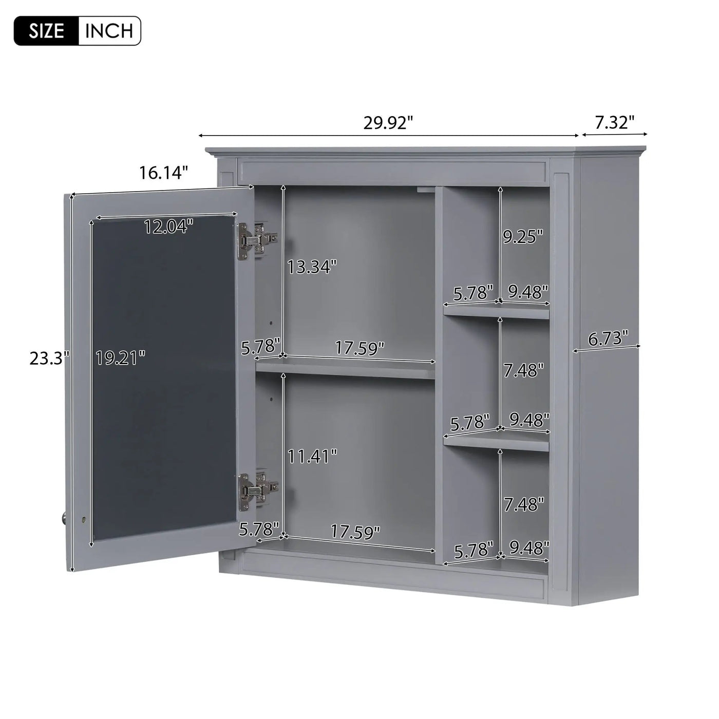 Wall Mounted Medicine Cabinet With Mirror And 3 Open Shelves by Unique Piece Furniture