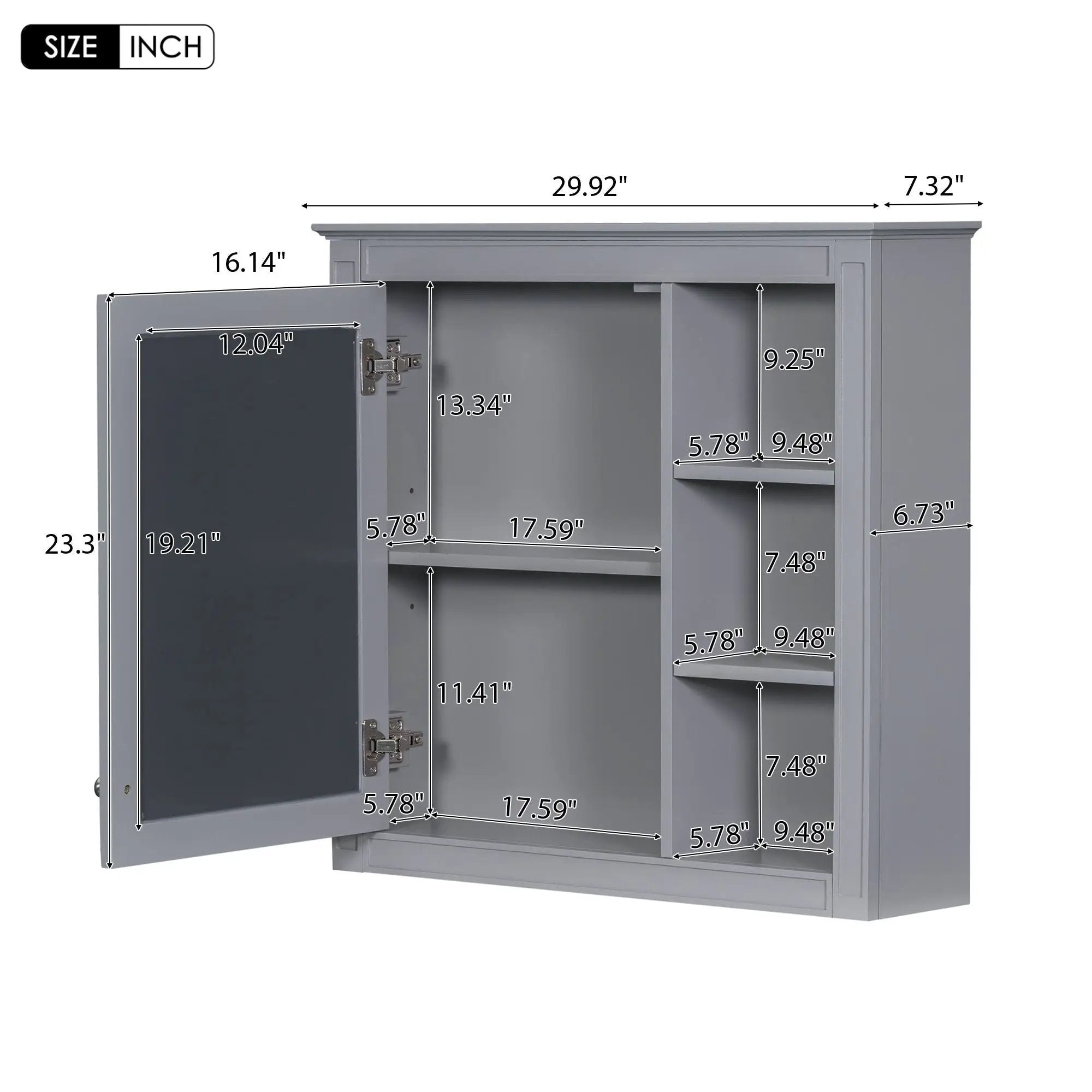 Wall Mounted Medicine Cabinet With Mirror And 3 Open Shelves by Unique Piece Furniture