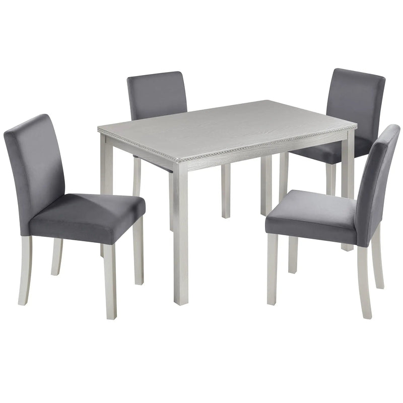 Dining Table Set, Table With A Rectangular Table And Upholstered Chairs by Unique Piece Furniture