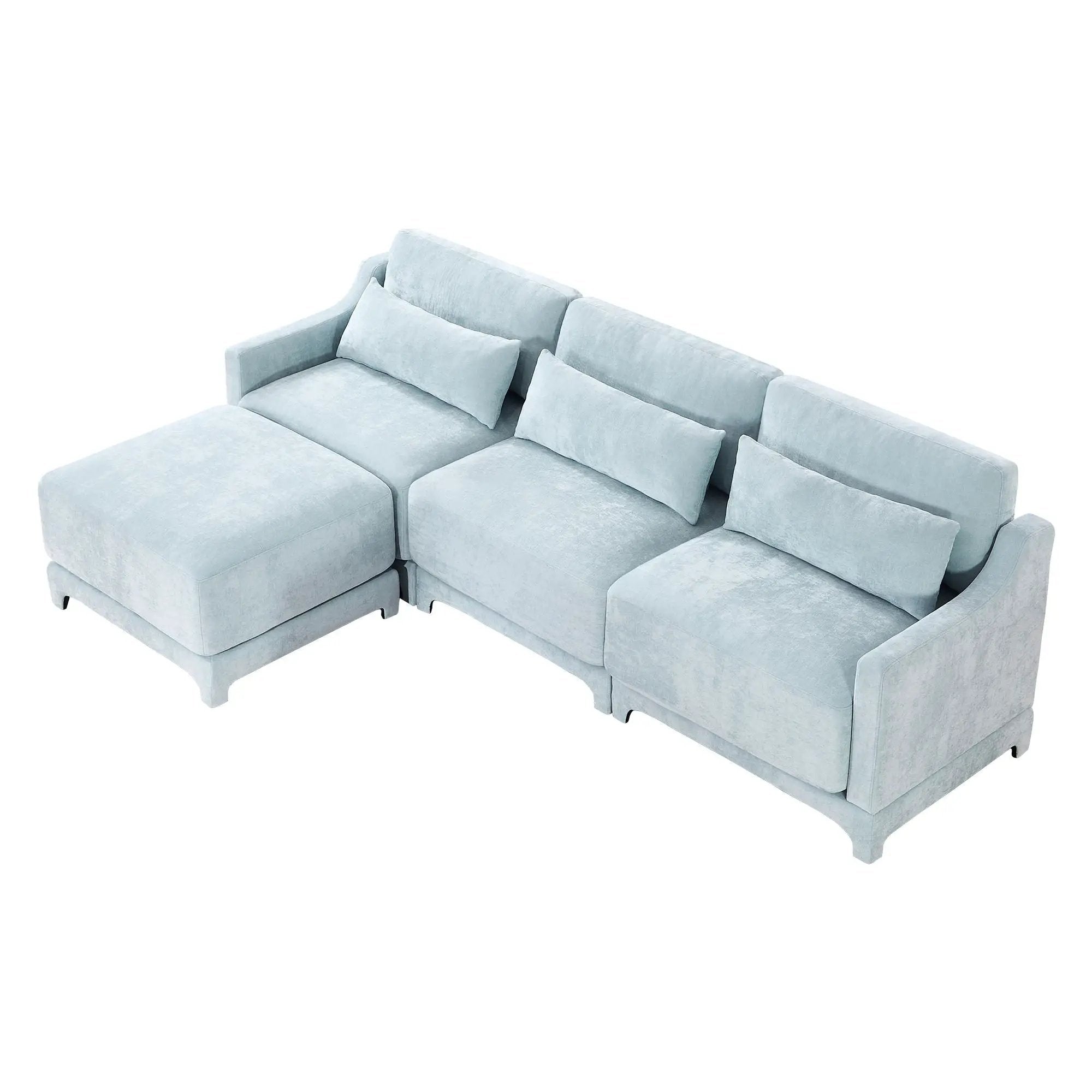 Stylish Sofa With Ottoman And Lumbar Pillows, Ergonomic Design by HouseOfZazla