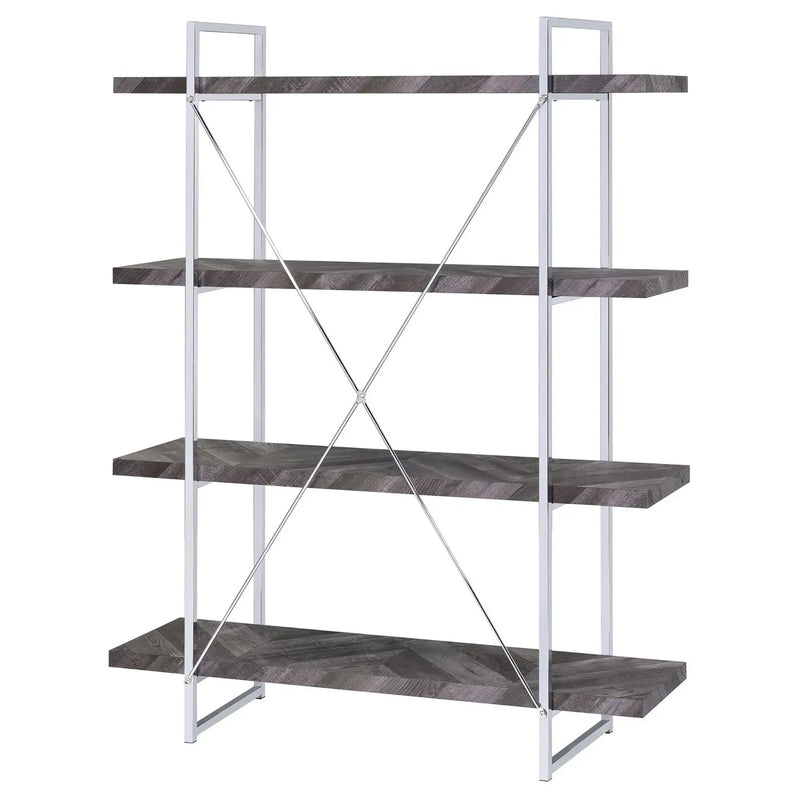 Herringbone - Bookcase With Full Length Shelf - Gray