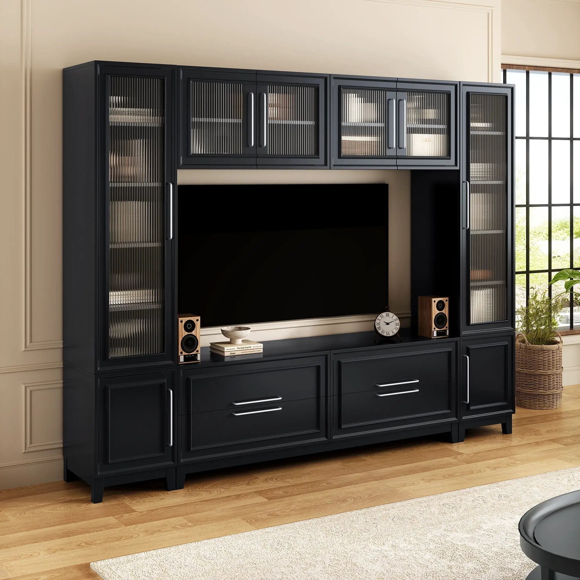 Wall Unit Modern Entertainment Center With Glass Doors by HouseOfZazla