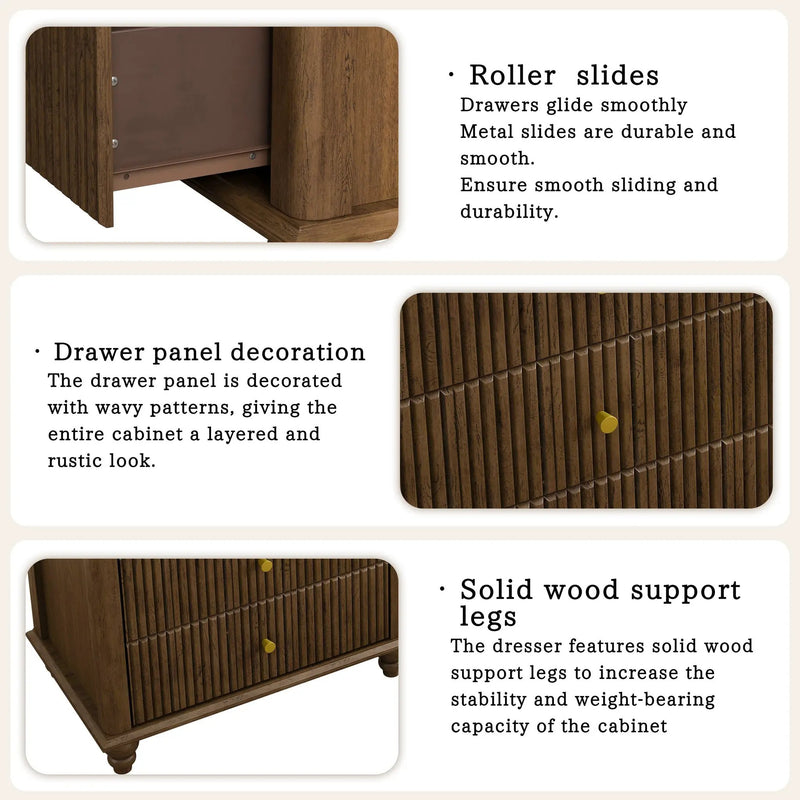 Fluted 5 Drawer Dresser, 45 Inch Tall Modern Chest of Drawers by HouseOfZazla