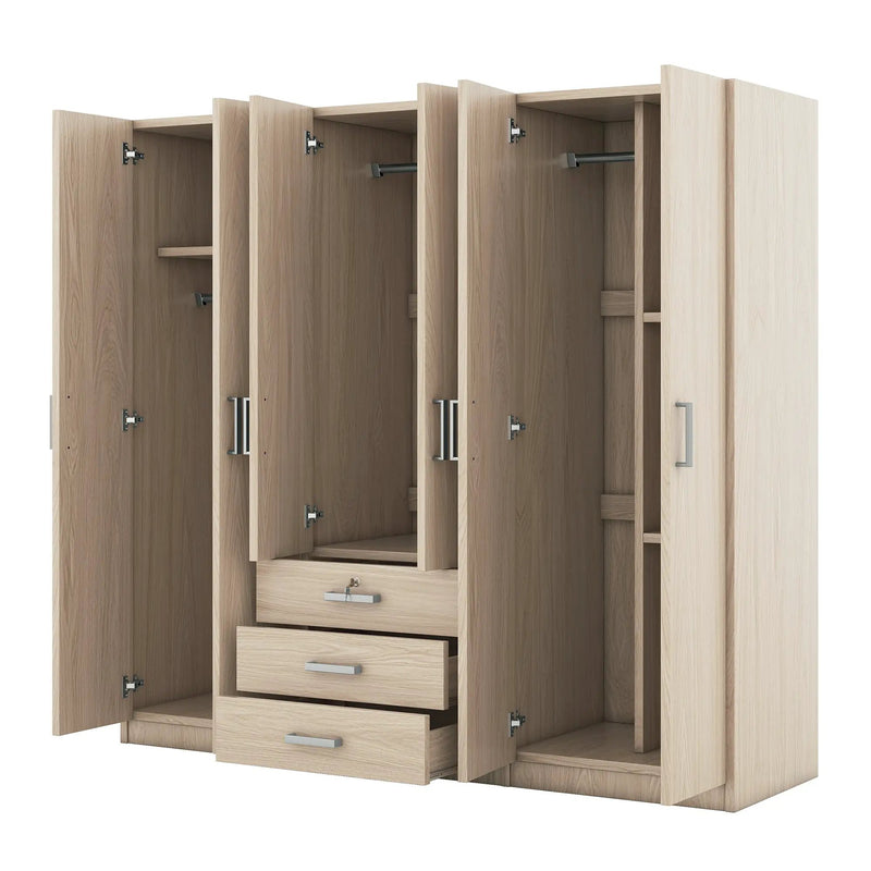 6-Doors Wooden Wardrobe Storage for Bedroom by HouseOfZazla