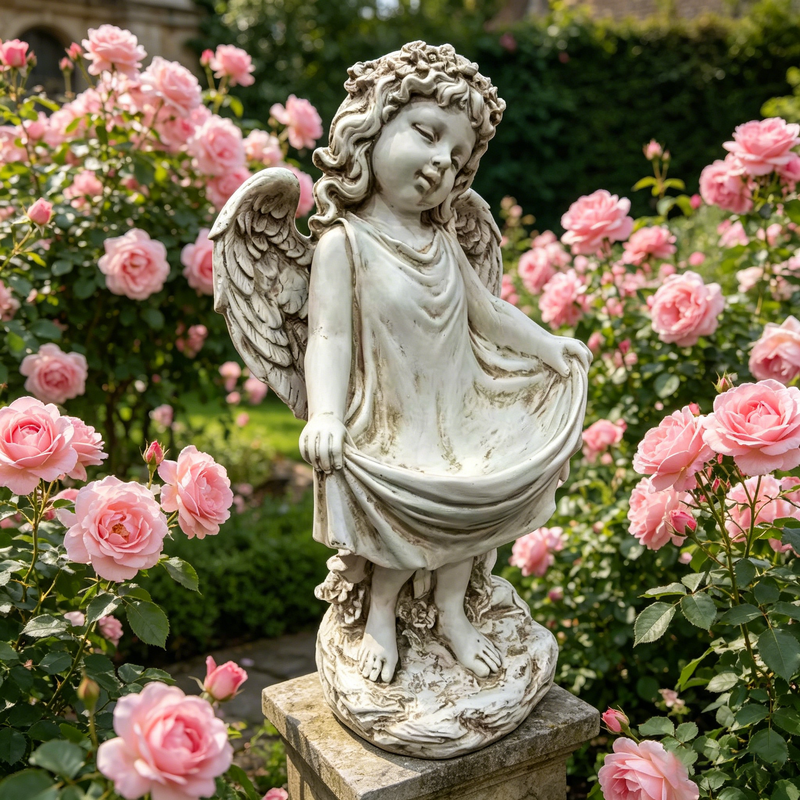 21.06" Tall Weathered Angel Cherub Garden Statue by HouseOfZazla