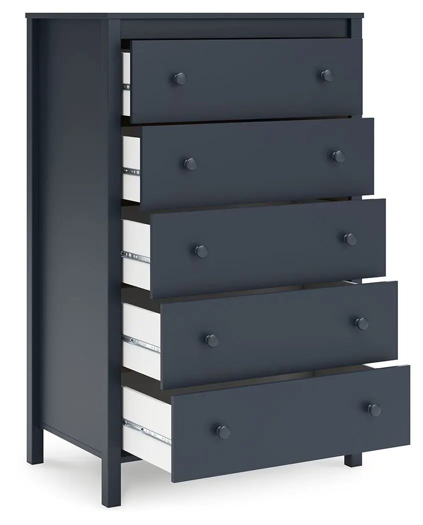 Simmenfort - Five Drawer Chest - Navy Blue by Unique Piece Furniture