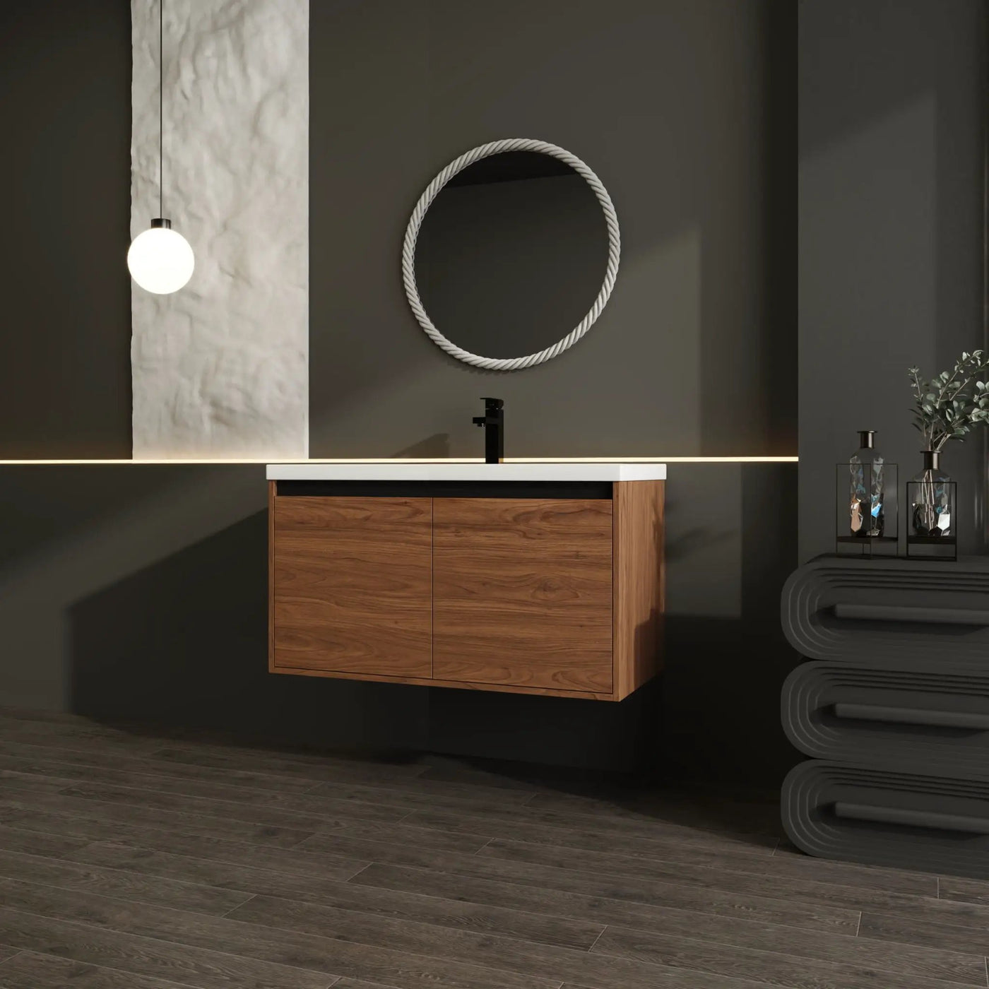 Bathroom Vanity Set With Resin Countertop Sink And 2 Doors, Engineered Wood by HouseOfZazla