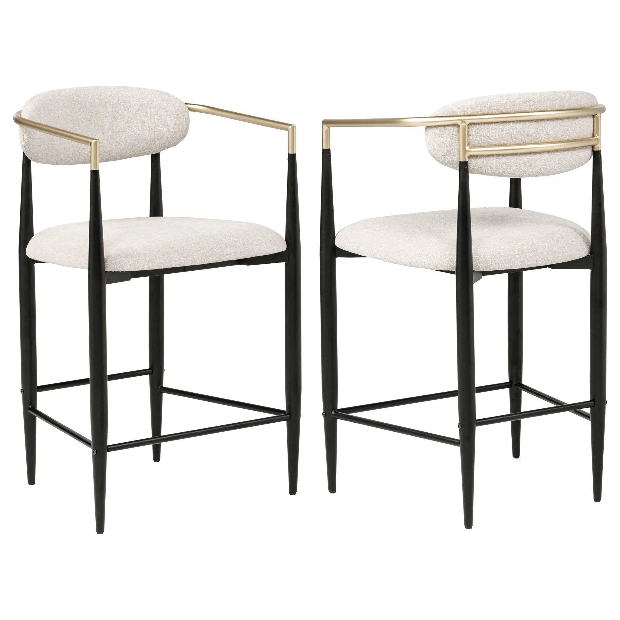 Tina Fabric Upholstered Counter Chair Beige (Set of 2) by Unique Piece Furniture