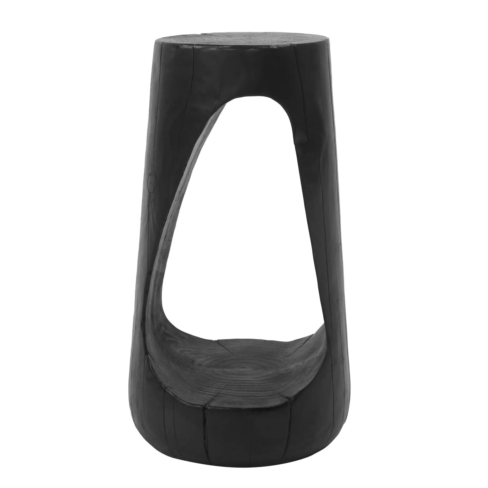 Hollow Design End Table with Wood Like Texture, and Black Color by BLAKHOM