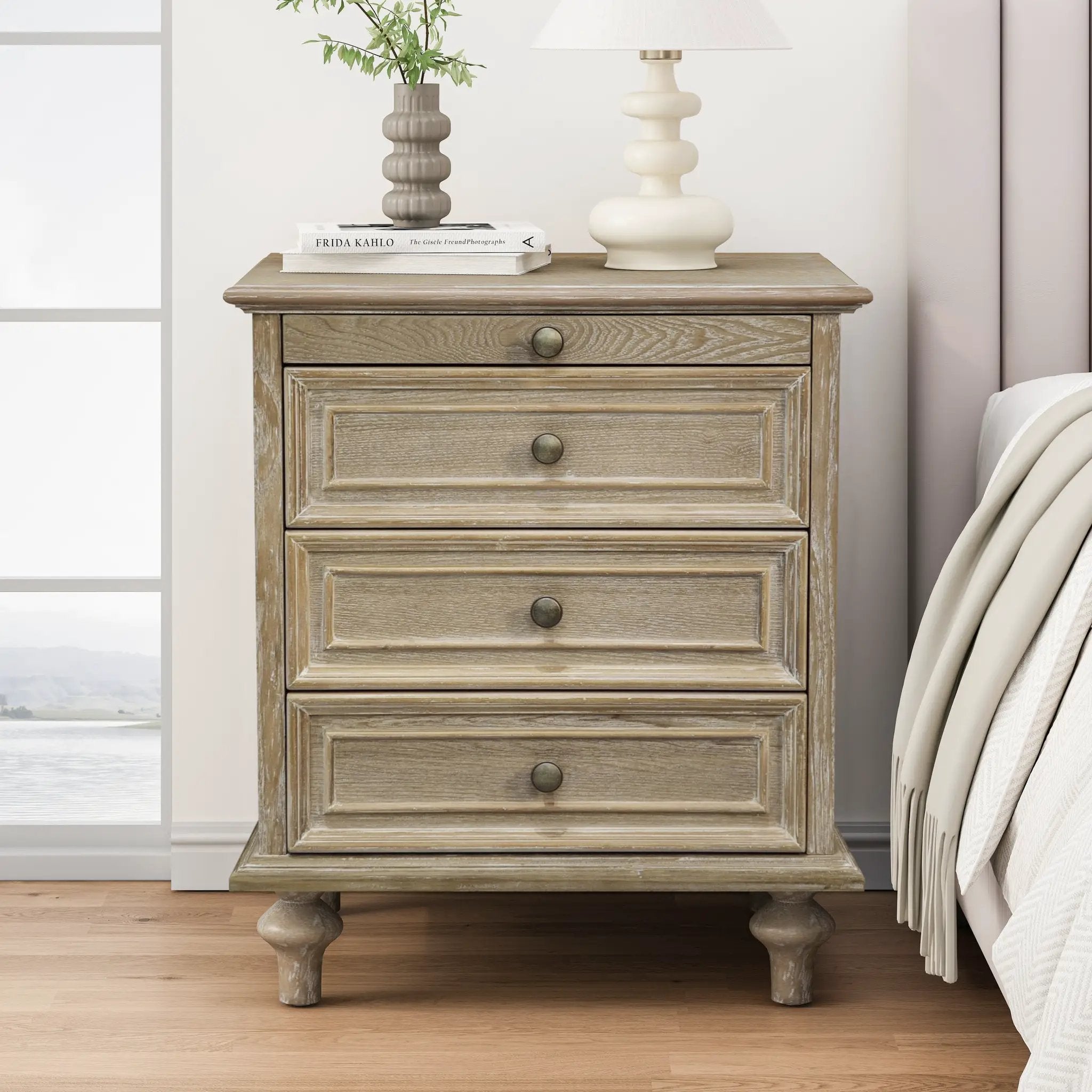 Farmhouse Nightstands with 4 Drawers and Pull-Out Shelf by HouseOfZazla