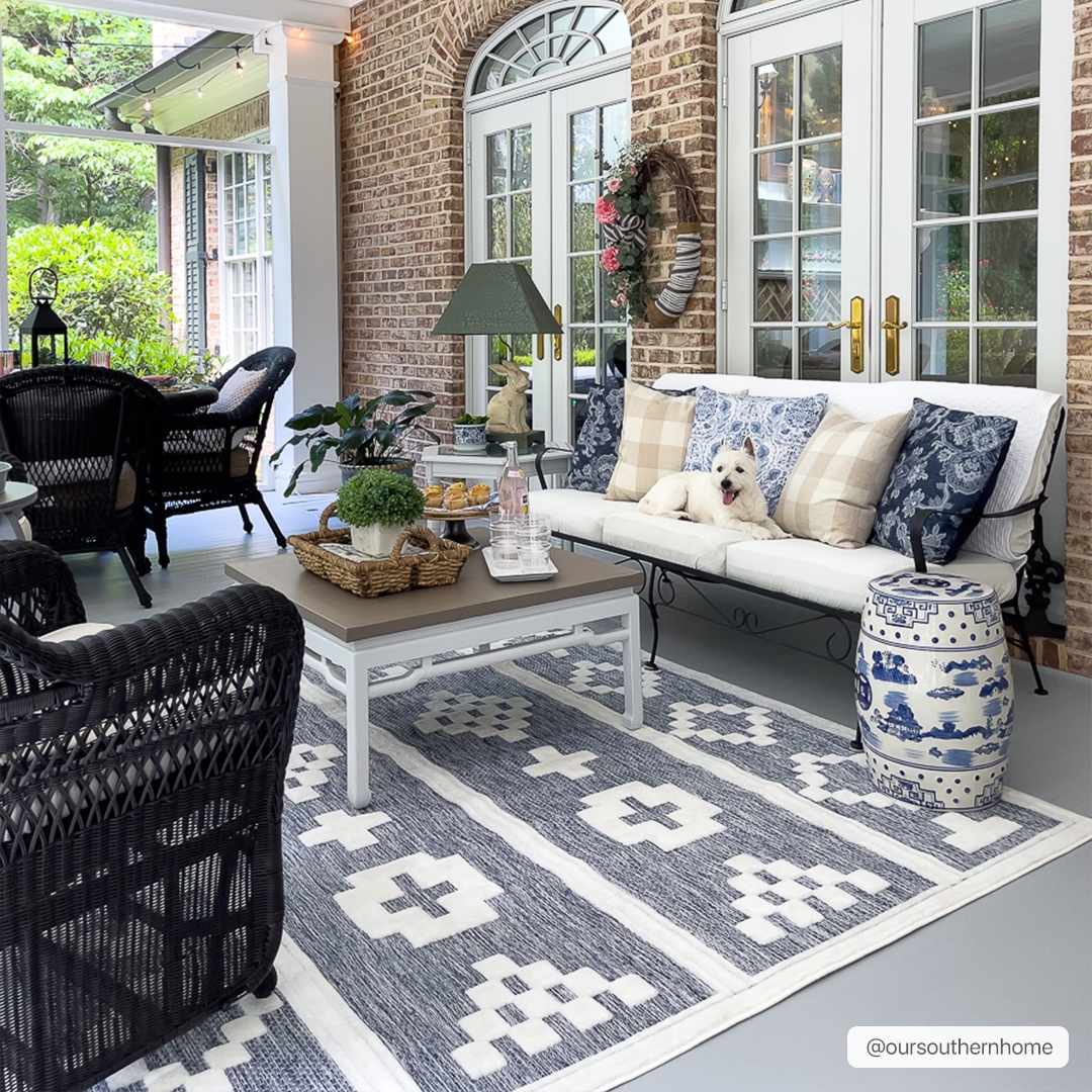 Hiro Blue Outdoor Rug - Clearance, photo 2 of 21