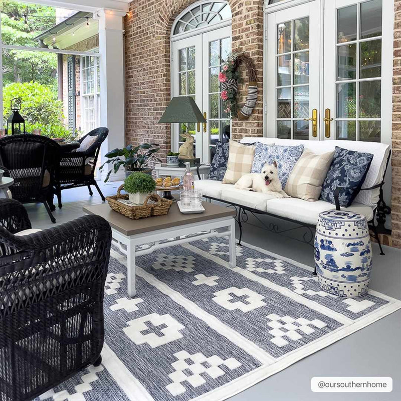 Hiro Blue Outdoor Rug - Clearance by Boutique Rugs