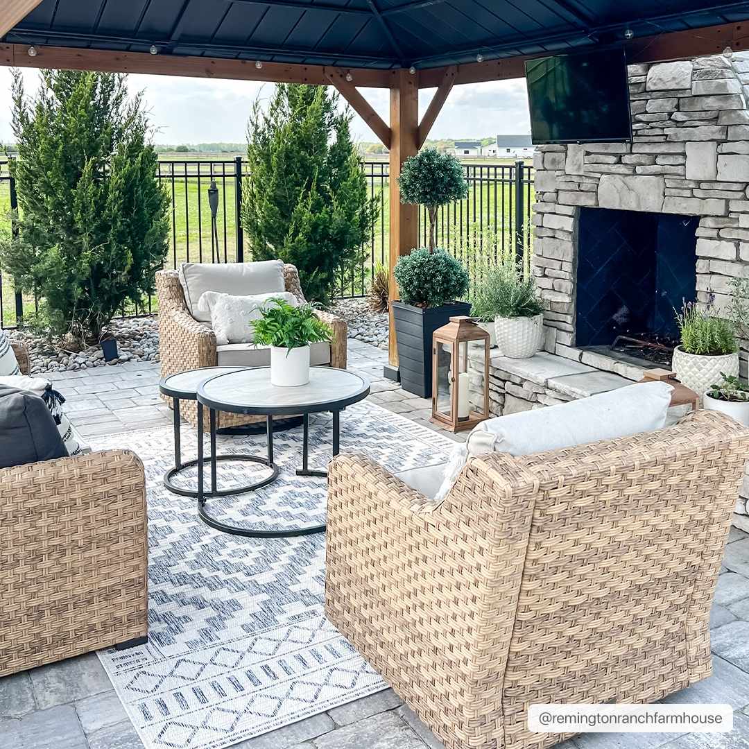 Kabala Dark Blue Outdoor Area Rug - Clearance, photo 3 of 8