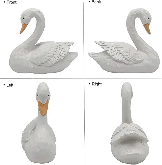 White Swan Figurine - Home Decor Exquisite Sculpture Resin，Artistic White Goose Statue Craft for Elegant Outdoor Garden and Yard Decoration, 7.48 Inches by GreenHaven Gardens