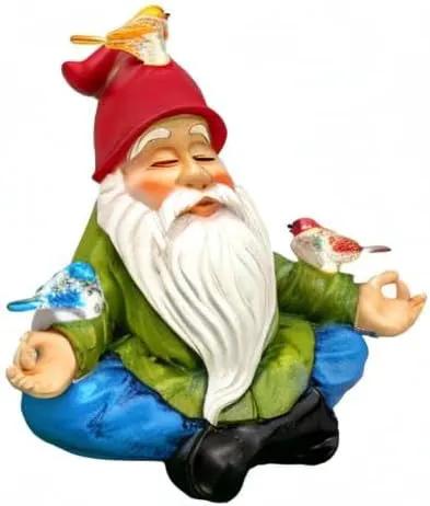 Solar Powered Gnome with Red Hat and 3 Birds Decorated Solar Light, Garden Decorations Statues, Garden Light Decor for Lawn Ornaments, Resin Garden Figurines (Gnome with 3 Birds) by GreenHaven Gardens