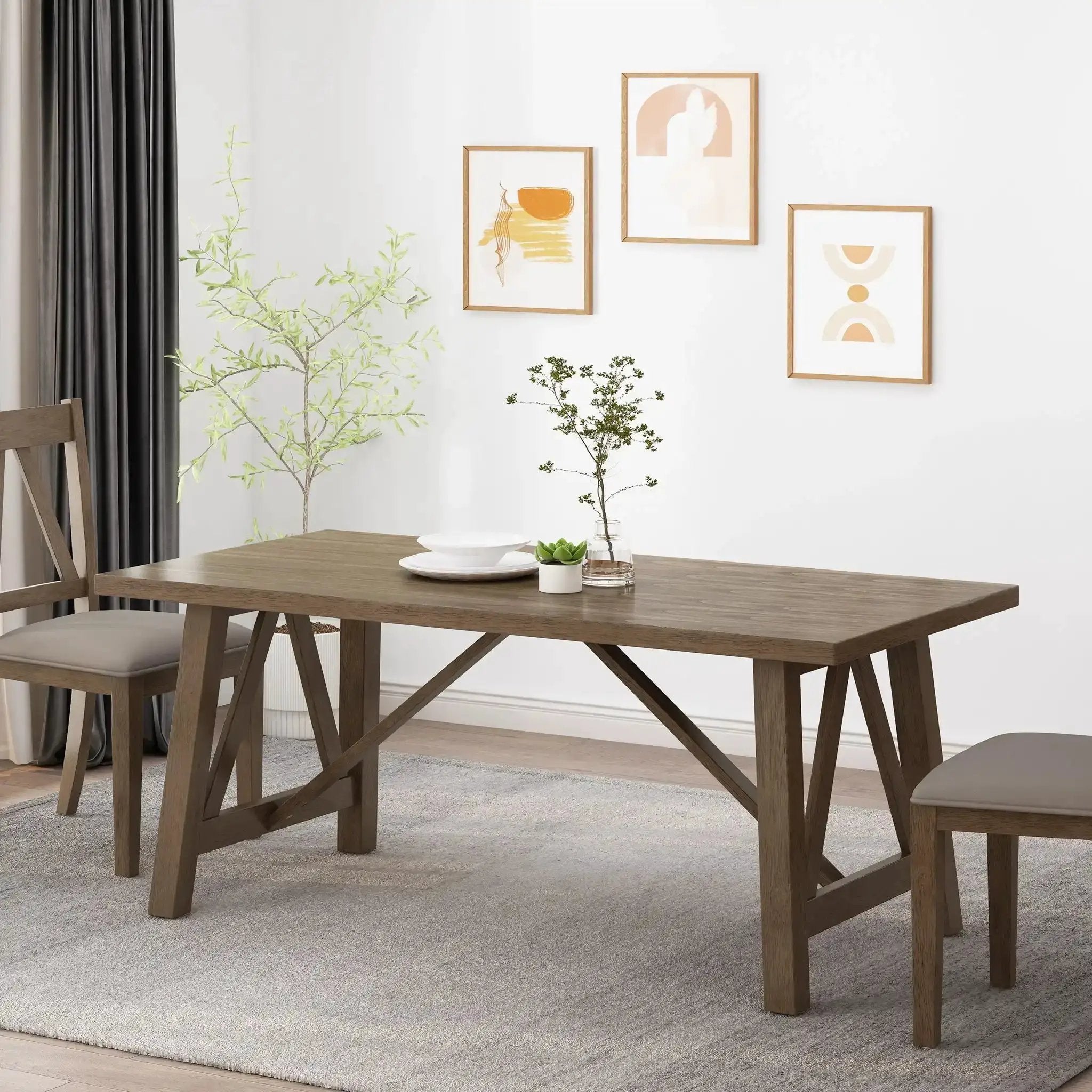 Farmhouse Style Dining Table With Wood-Like Top by HouseOfZazla