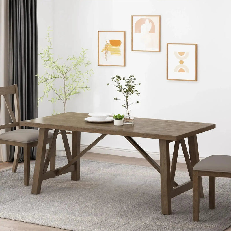 Farmhouse Style Dining Table With Wood-Like Top by HouseOfZazla