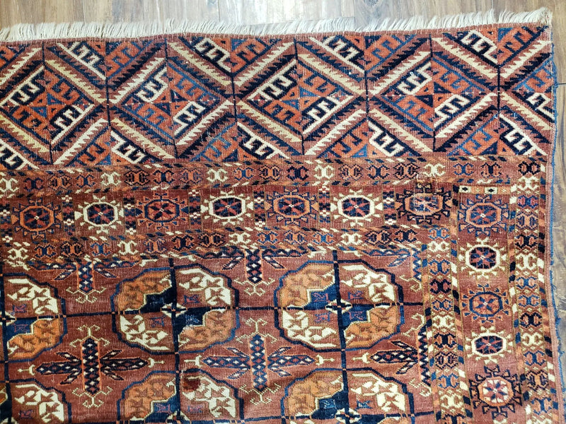 4x7 Antique Yamud Rug Russian Rug Turkoman Rug Fine Weave Rug by Jewel Rugs