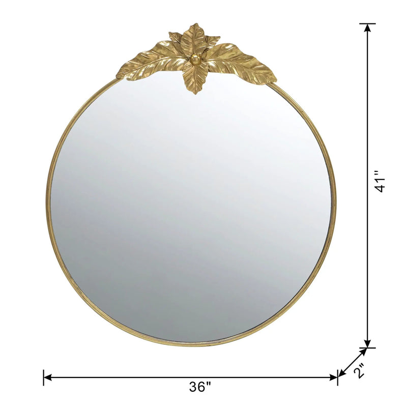 Large Round Wall Mirror With Metal Frame, Circle Accent Mirror For Living Room Bedroom Entryway - Gold by HouseOfZazla