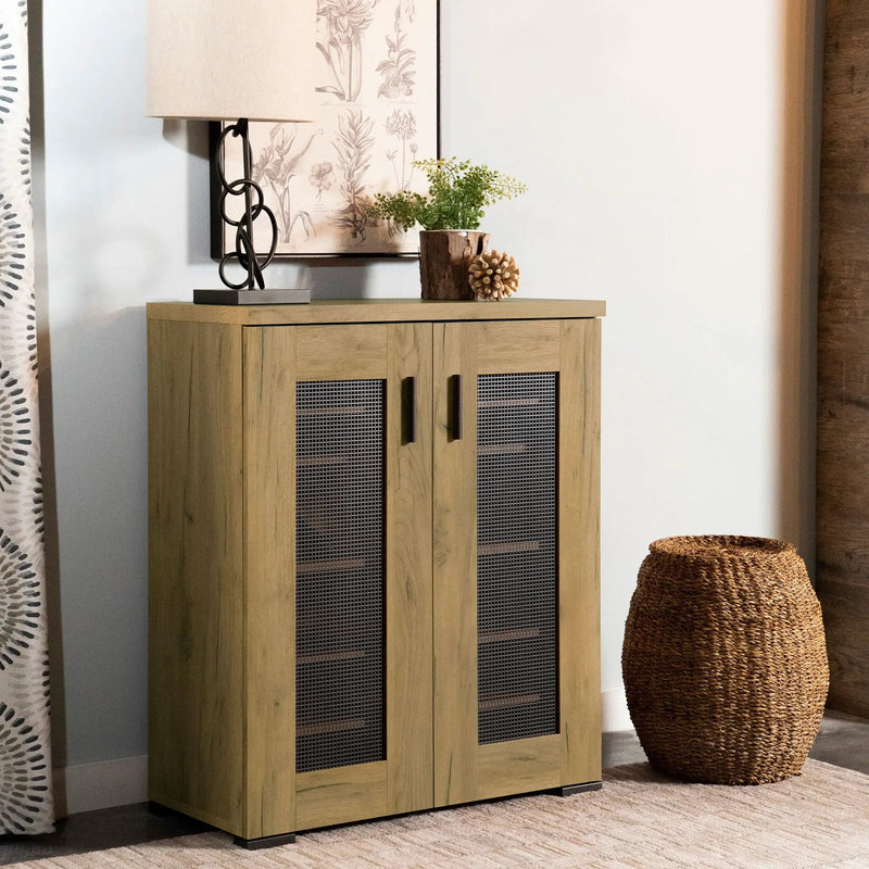 Bristol 6-shelf Engineered Wood Shoe Cabinet Golden Oak by Unique Piece Furniture