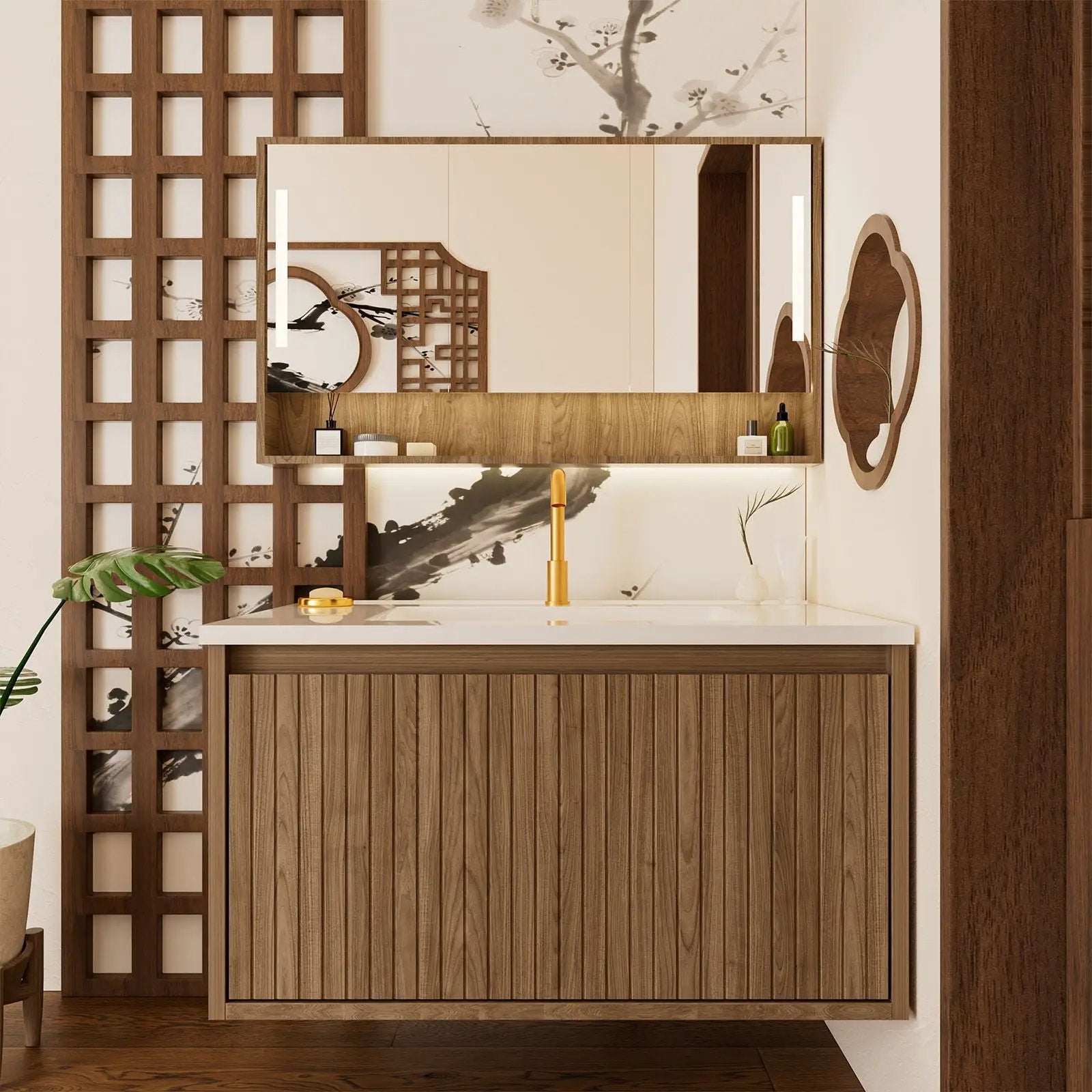 Wall Mounted Floating Bathroom Vanity With Sink And Drawers