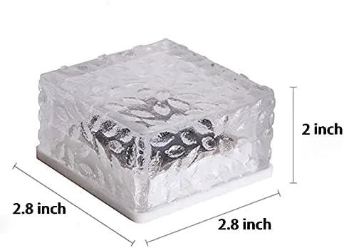 Solar Outdoor Ice Cube Lights for Garden Decoration, 2.8 ”x 2.8” Frosted Acrylic Brick Waterproof Solar Landscape Lights for Tabletop Yard Patio Pathway Decor (Warm White) (4 Pieces) by GreenHaven Gardens