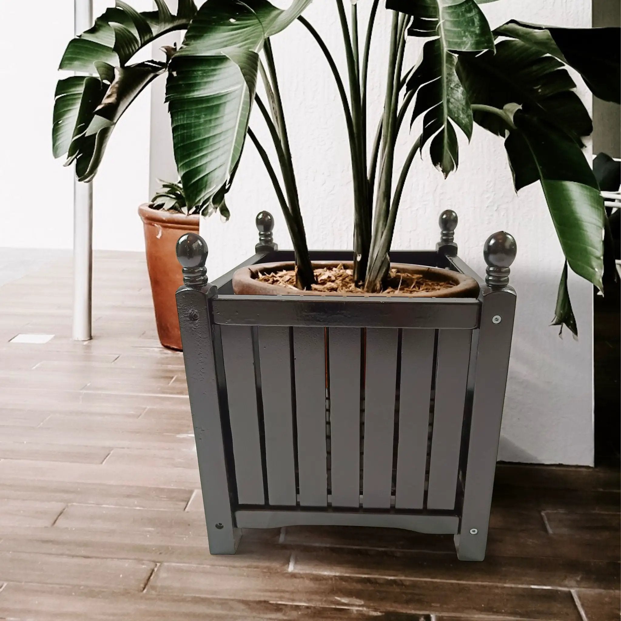 Outdoor Square Flower And Herb Pot For Garden, Porch And Patio Outside Plant And Vegetable Container, Planter - Black by Unique Piece Furniture