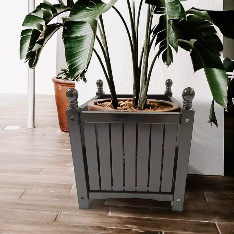 Outdoor Square Flower And Herb Pot For Garden, Porch And Patio Outside Plant And Vegetable Container, Planter - Black by Unique Piece Furniture