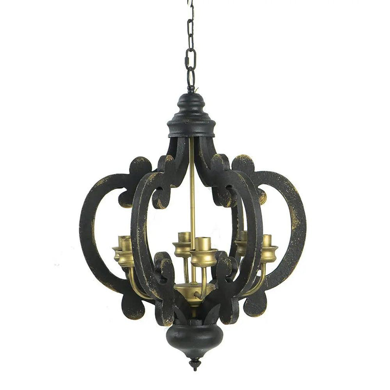 Farmhouse Chandelier, 6 Light Wood Chandelier Pendant Light Fixture With Adjustable Chain For Dining Room Living Room Entryway, Bulb Not Included by HouseOfZazla