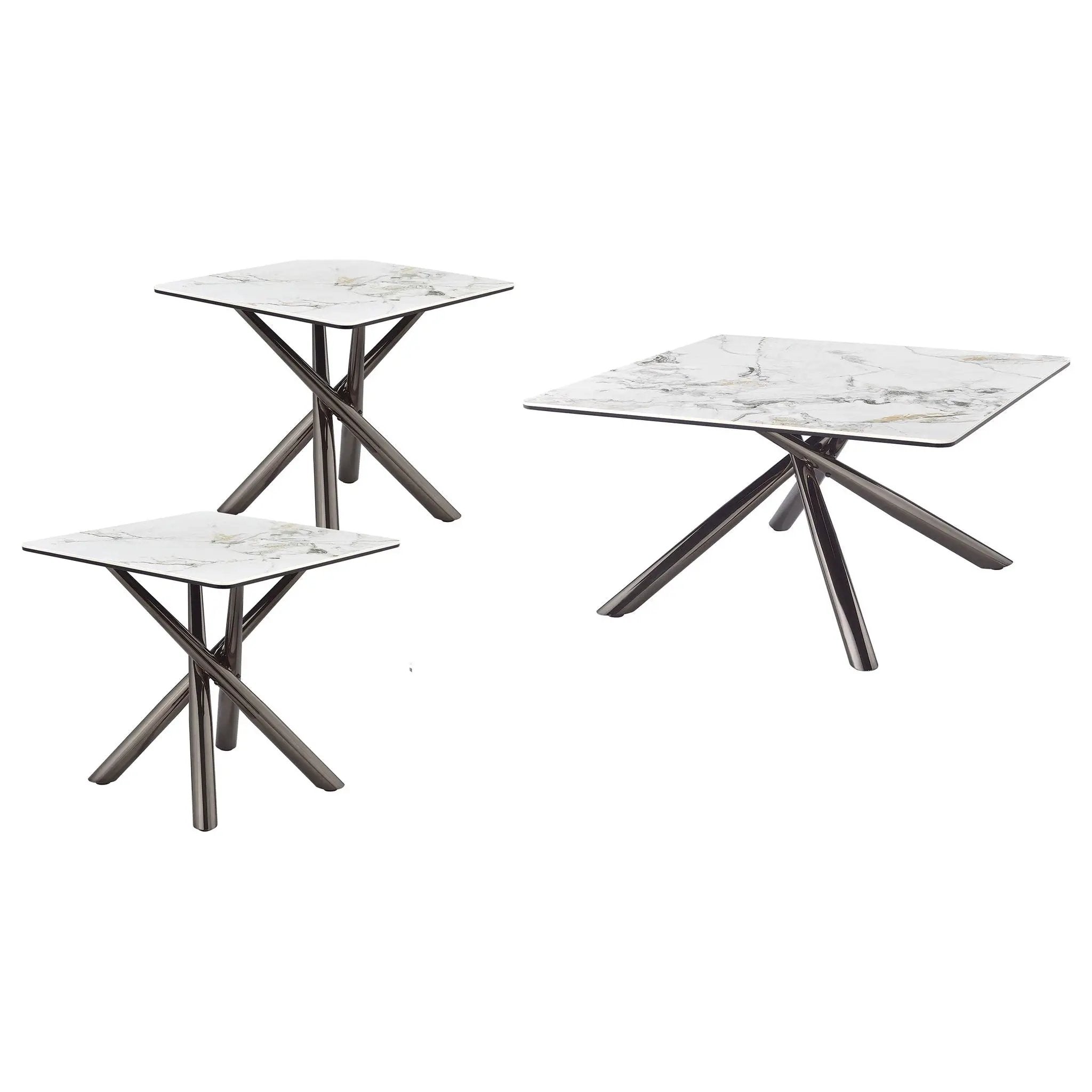 Carvell 3-piece Square Coffee and End Table Set Mirage White by Unique Piece Furniture