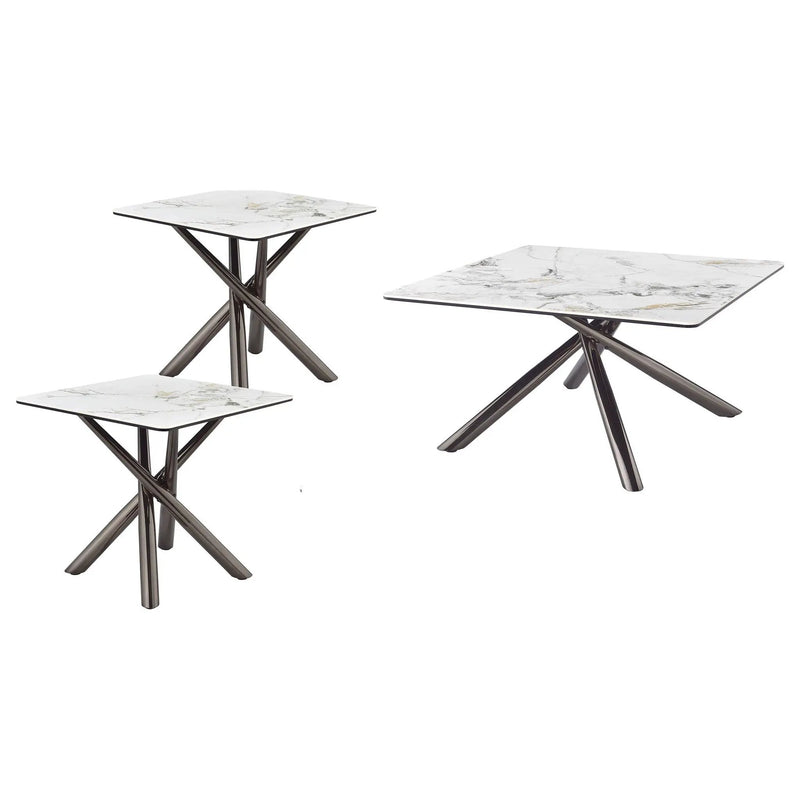 Carvell 3-piece Square Coffee and End Table Set Mirage White by Unique Piece Furniture