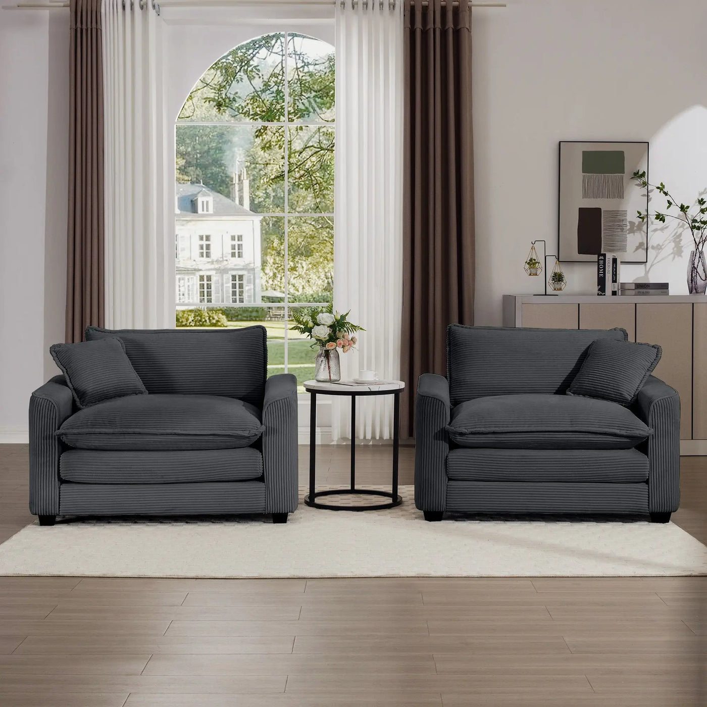 Modern Classic Fabric Single Chair Deep Seat Sofa With Pillow by HouseOfZazla