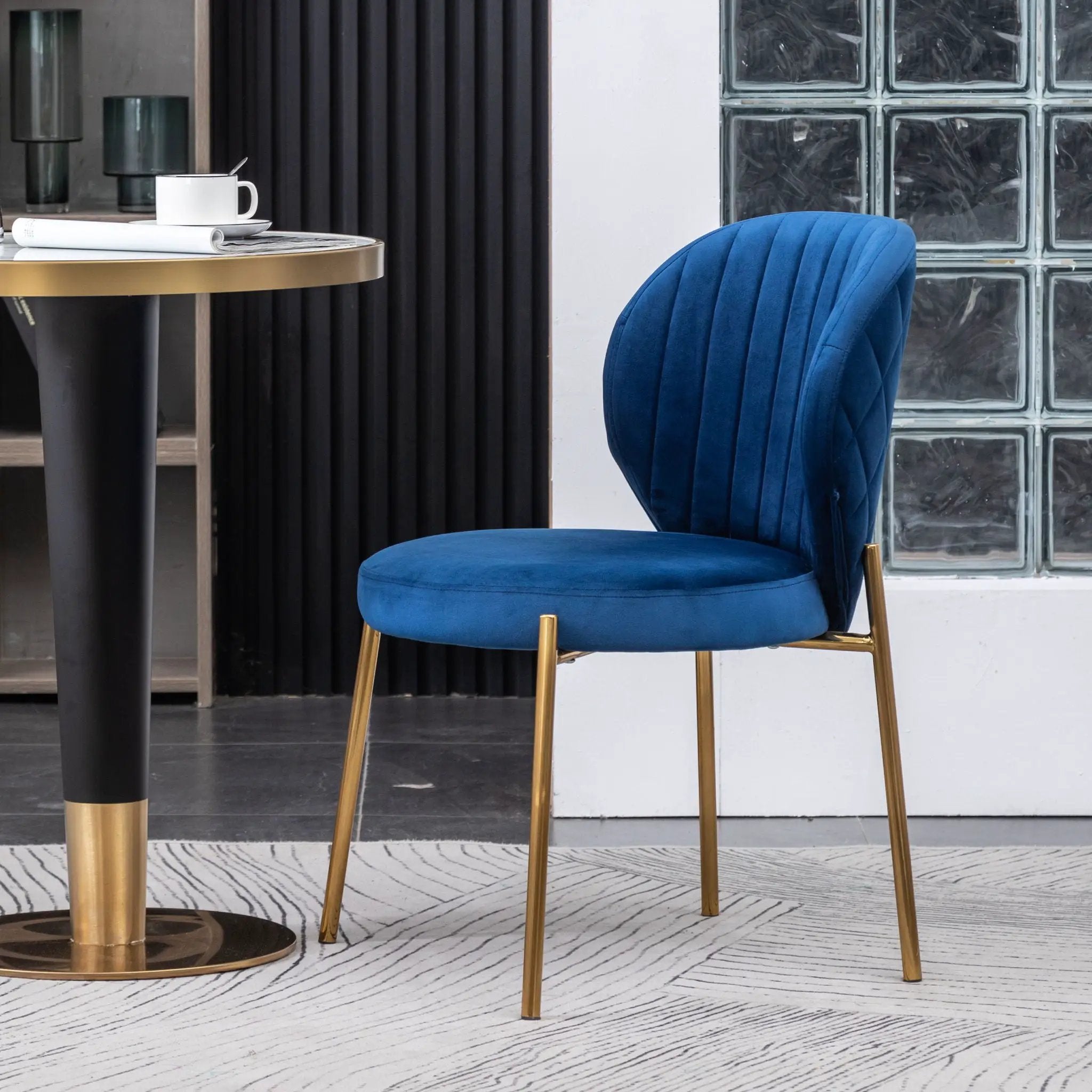 Amoa - Contemporary Velvet Upholstery Dining Chair - Blue by Unique Piece Furniture