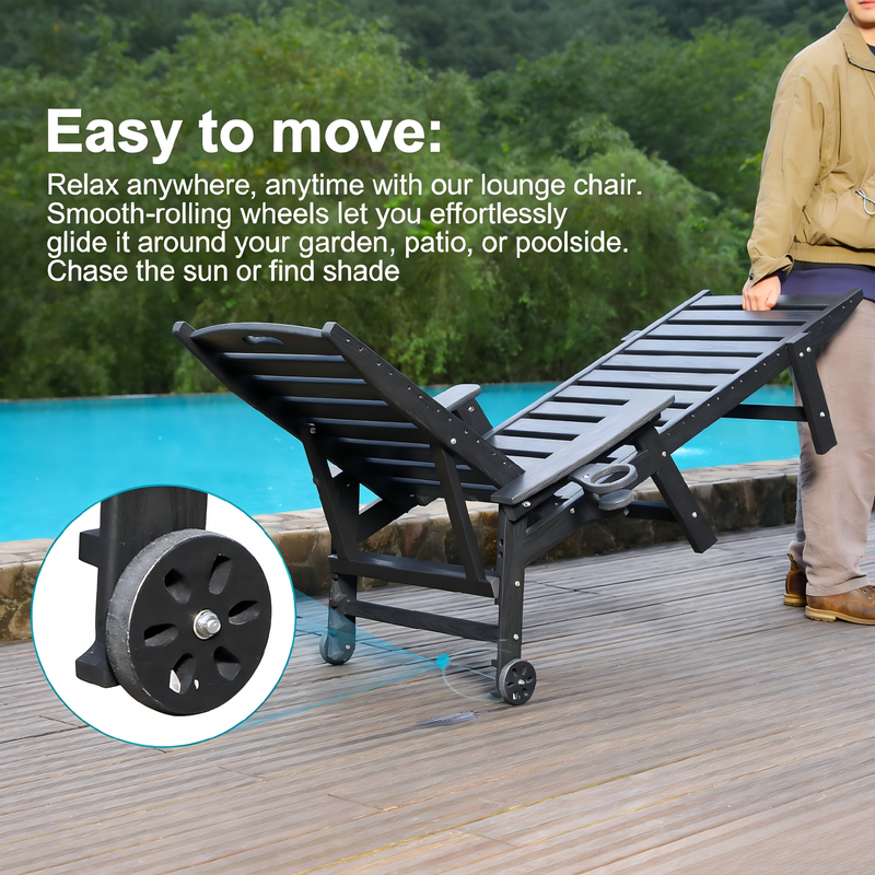 HDPE Chaise Lounge Chair Outdoor with Adjustable Backrest by HouseOfZazla