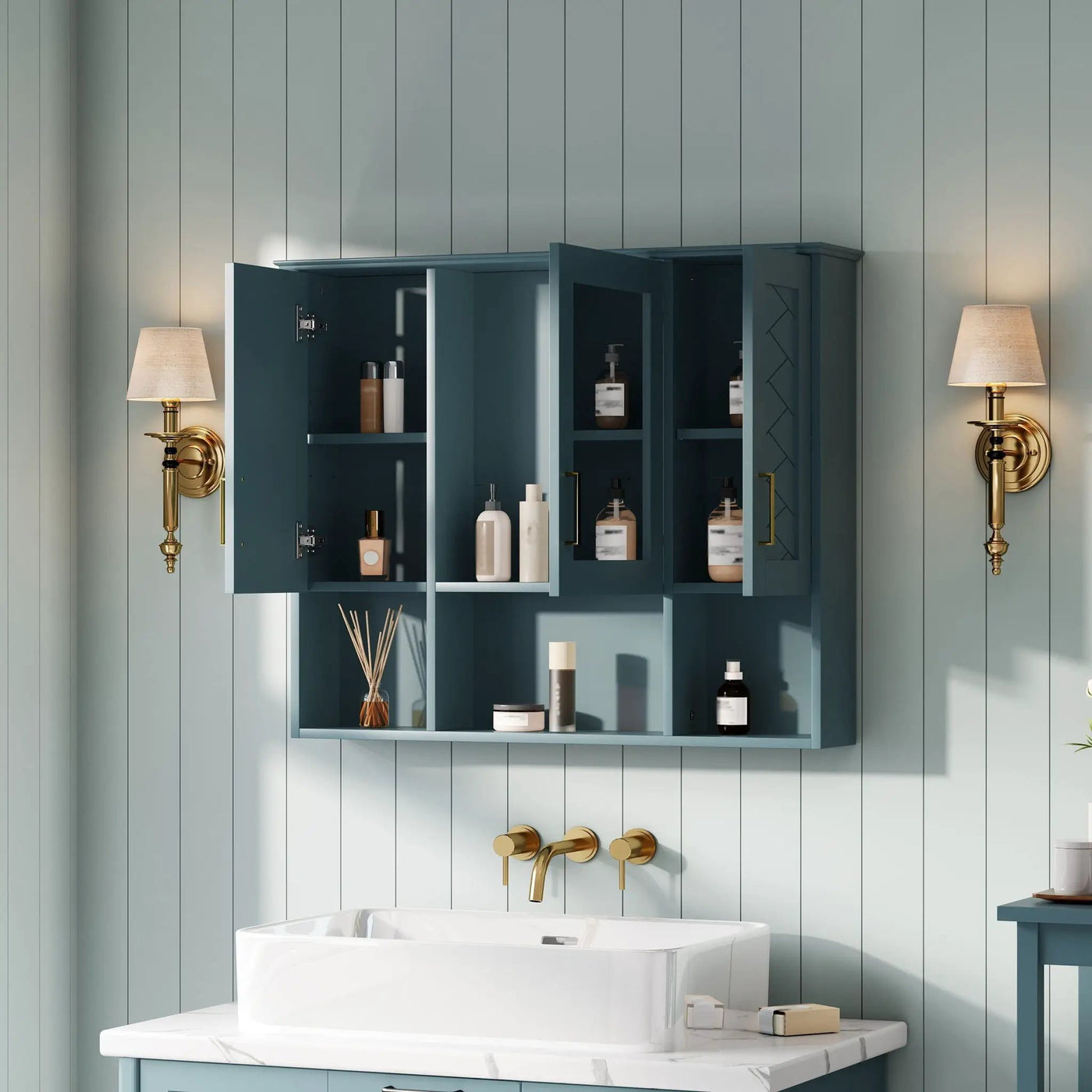 Modern Wall Mounted Medicine Cabinet With Adjustable Shelves, Soft Close Doors, High Define Mirror by Unique Piece Furniture