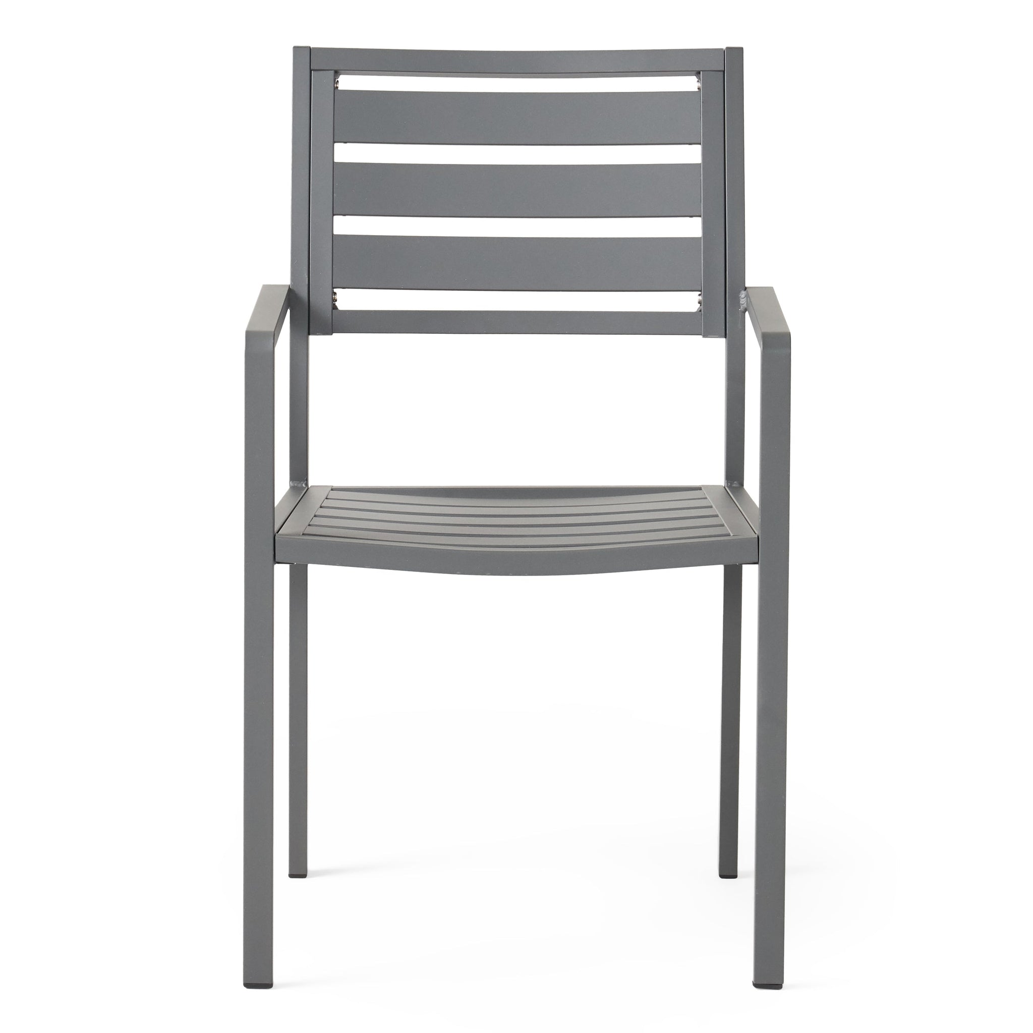 Outdoor Modern Aluminum Dining Chair (Set of 2), Gun Metal Gray by HouseOfZazla