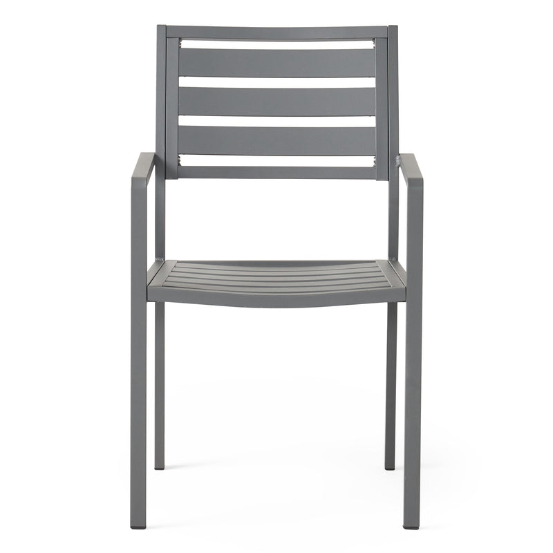 Outdoor Modern Aluminum Dining Chair (Set of 2), Gun Metal Gray by HouseOfZazla