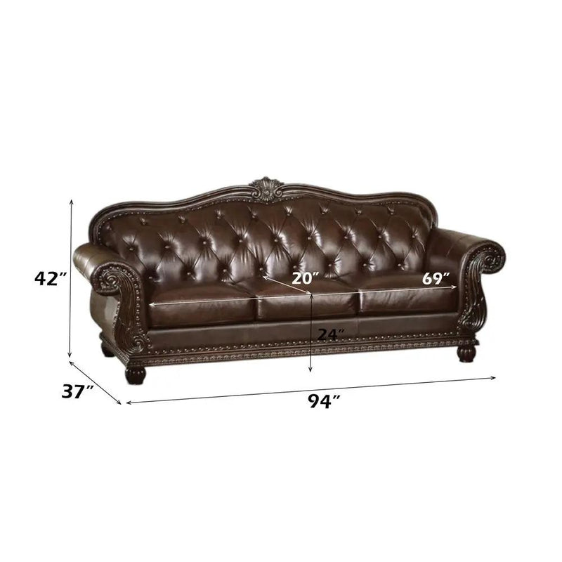 Anondale - Sofa - Espresso Top Grain Leather Match & Cherry by Unique Piece Furniture