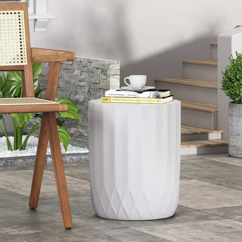 Outdoor End Table With Scallop Edge - Antique White by HouseOfZazla